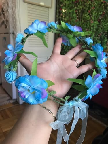 CellElection 6Pcs Adjustable Boho Flower Crowns with Elastic Ribbon Floral Headbands Garland Bridal Bridesmaid Women Girls Teens Kids Headpiece for Hawaiian Party Wedding Beach Festival - Image 5