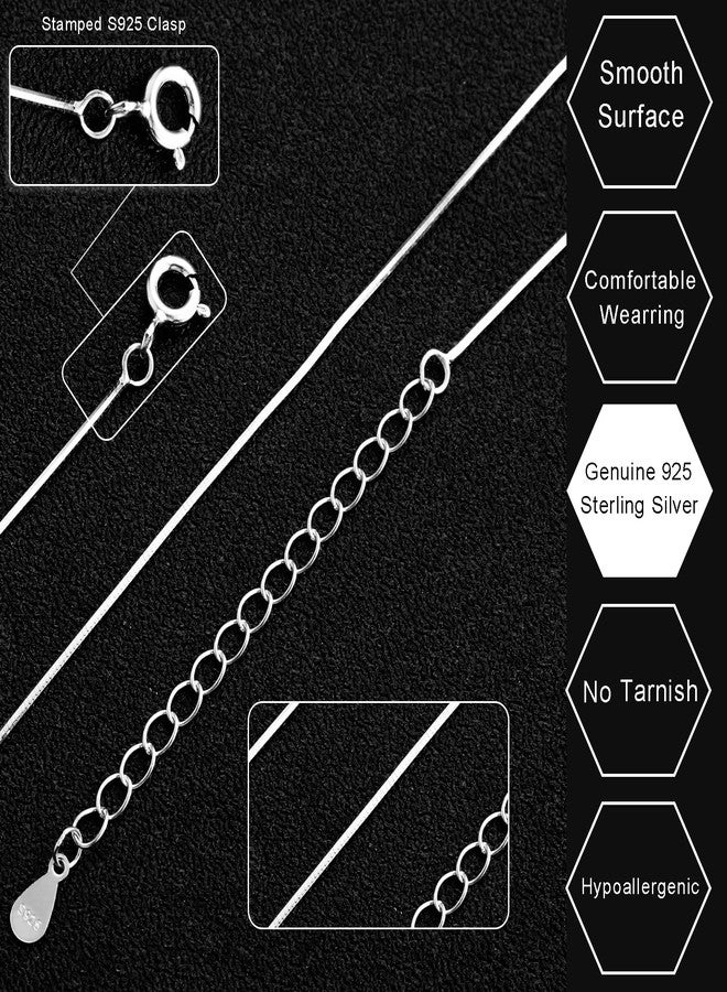 FUNEIA 925 Sterling Silver Necklace for Women Trendy Dainty Real Silver Chain Necklace Simple Thin Box Chain Beaded Chain Snake Chain Herringbone Necklaces Jewelry 14/16/18 Inch, Metal, No Gemstone - Image 5