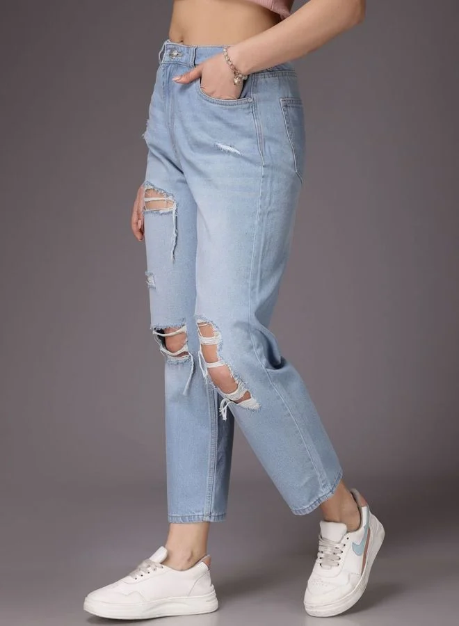 Freehand  Women Straight Fit Solid High Rise Jeans  | Best Price UAE
