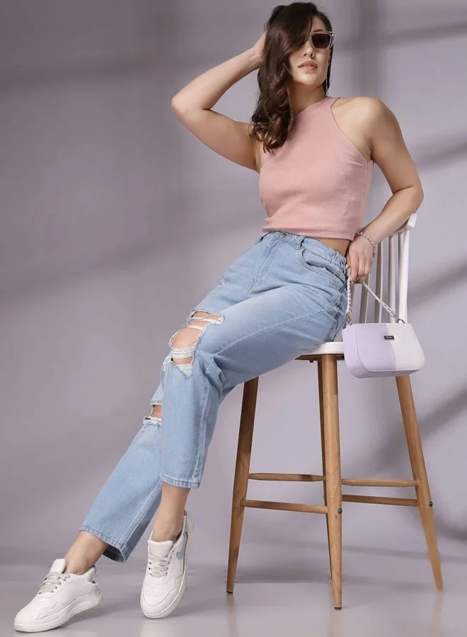 Freehand  Women Straight Fit Solid High Rise Jeans  | Best Price UAE