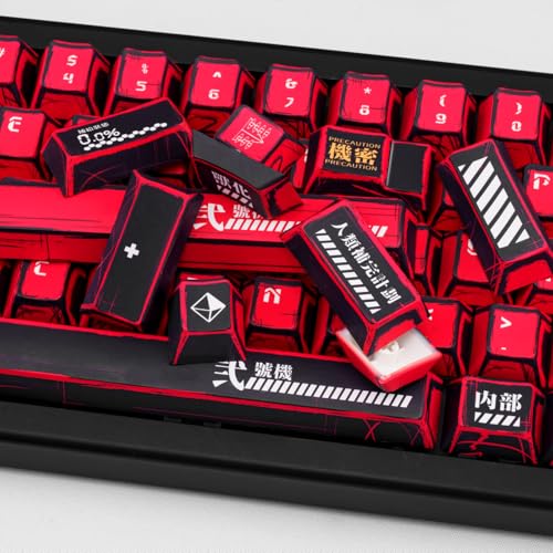 GEKUCAP Red and Black PBT Keycaps Set 135 Keys Cherry Profile Manga Japanese Style Keycaps Cherry Mx Gaming Keyboard Keycap Set for ANSI Layout Mechanical Keyboard - Image 4