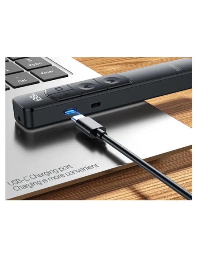 أيرلدوم قلم عرض ذكي لاسلكي 2.4 جيجاهرتز USB PowerPoint Clicker مع نطاق 100 متر قابل لإعادة الشحن وقلم تقليب صفحات PPT مع مؤشر ليزر أحمر 200 متر وشاشة رقمية وجسم من الألومنيوم لنظامي التشغيل Windows وMac OS وAndroid - Image 2