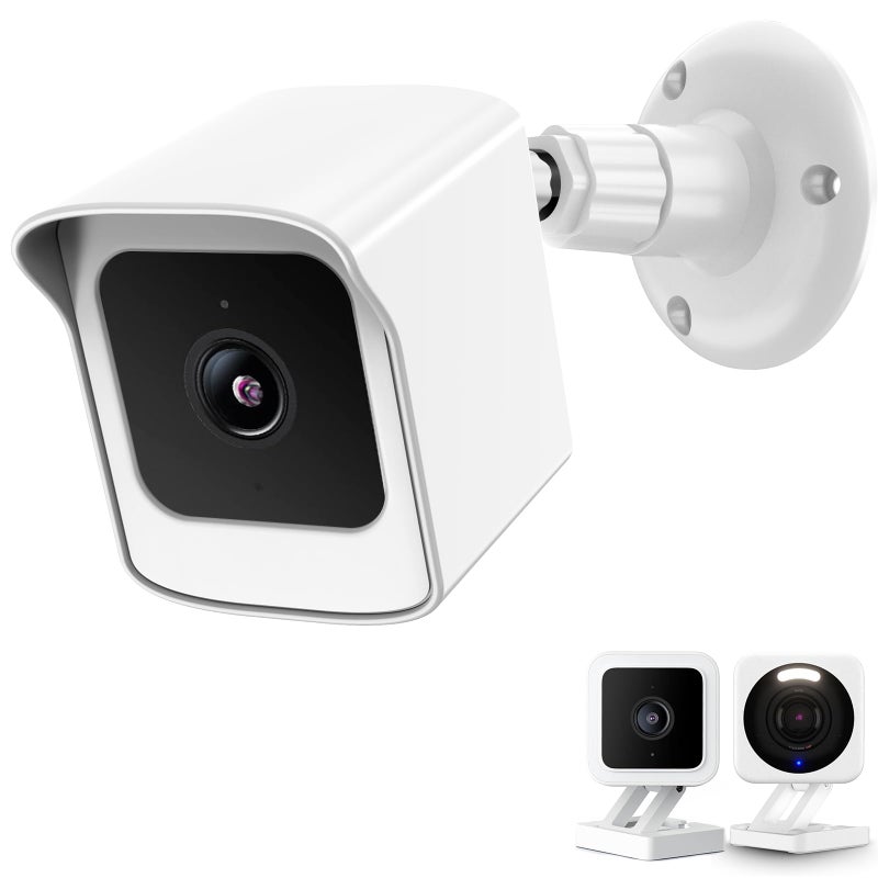 PEF Mount for All-New Wyze Cam V4 and V3, Weatherproof Protective Cover and 360 Degree Adjustable Wall Mount Solid Housing for Wyze V4 and V3 Outdoor Indoor Smart Home Camera System (White, 1 Pack) - Image 1