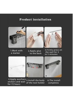 Hihonor Kitchen Wall Mount Utensil Rack Utensil Wall Organizer for Spoons, Knives, Forks, Chopsticks, Cookware Cutlery Holder (Silver)  - Image 4