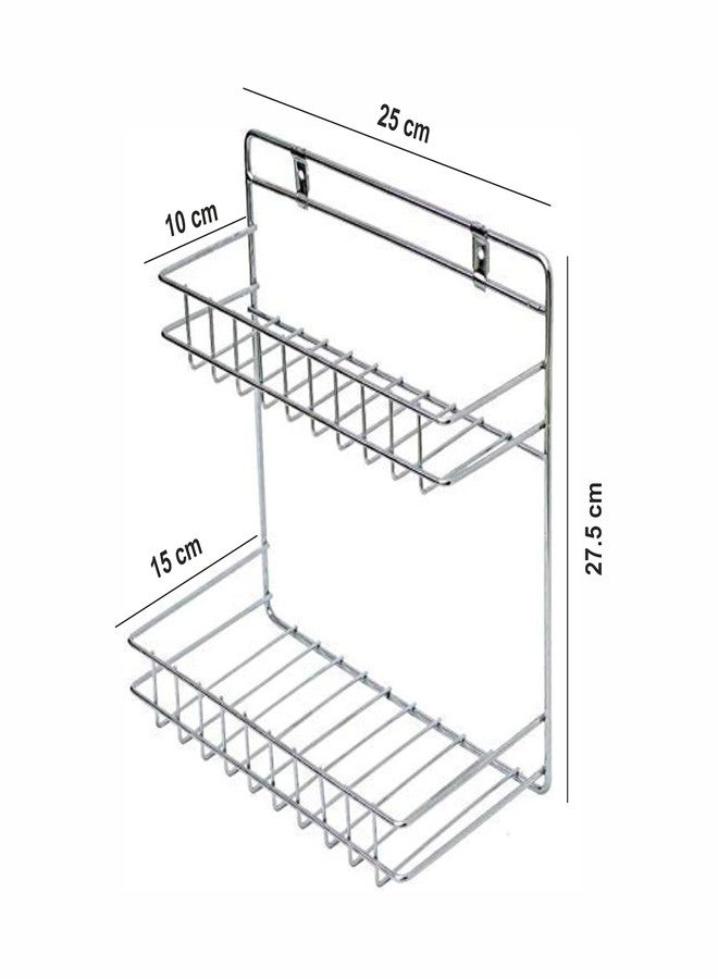 KEEPWELL Stainless steel Kitchen & bathroom Detergent Rack Detergent Holder Wall mouted Detergent Rack Door Mounted 2 Tier Bathroom Rack (Silver) - Image 2