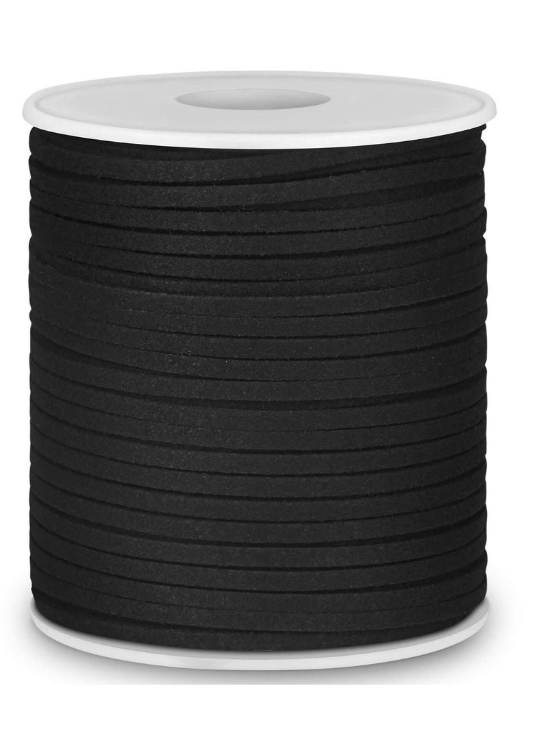 KASTWAVE - Leather String Cord, 50 Yards Braided Ornament String, Suitable for Bracelet Making, Lanyard Sting, Jewelry Thread Clay Bead String (2.7 MM Black) - Image 1