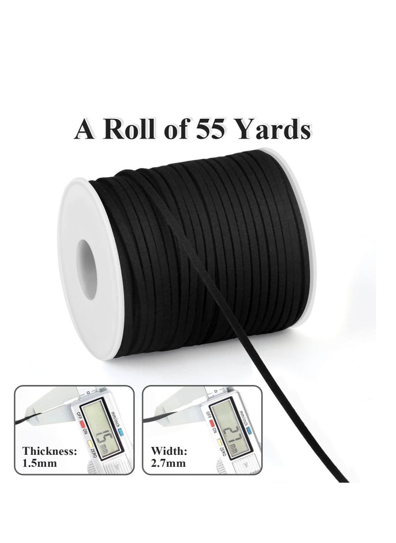 KASTWAVE - Leather String Cord, 50 Yards Braided Ornament String, Suitable for Bracelet Making, Lanyard Sting, Jewelry Thread Clay Bead String (2.7 MM Black) - Image 1