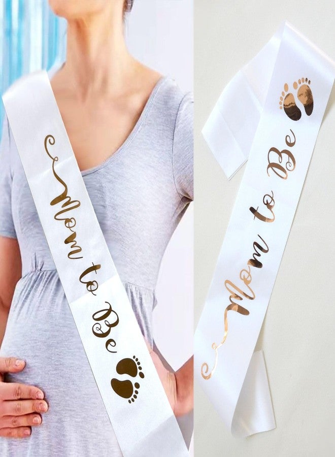 لوويجز وشاح "أمي الحامل" من لويجز، وشاح أبيض من الساتان مزين بحروف ذهبية، أفضل زينة لحفل استقبال المولود، هدايا للأم، كشف جنس المولود، ترحيب بالمولود (أبيض) - Image 4