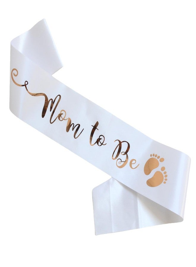 لوويجز وشاح "أمي الحامل" من لويجز، وشاح أبيض من الساتان مزين بحروف ذهبية، أفضل زينة لحفل استقبال المولود، هدايا للأم، كشف جنس المولود، ترحيب بالمولود (أبيض) - Image 1