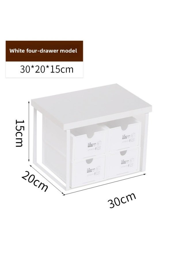 Generic - Computer Elevated Rack Monitor Bracket Pad High Base Desktop Storage Rack Bracket Desktop Storage Shelf Load-bearing-color:Snowflake White 30x20x15cm+ 4 Drawers - Image 1