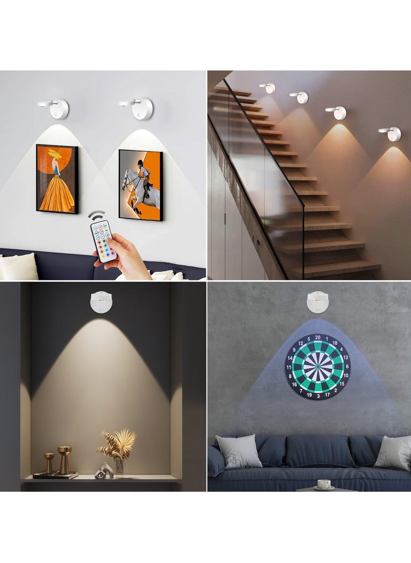 Excefore - 2Pack LED Spotlights Uplighting Accent Spotlights USB Rechargeable Picture Lights with Remote 13 Colors Dimmable 10 Brightness Levels 360 Degrees Rotatable Head for Paintings Wall Artwork Closet - Image 1