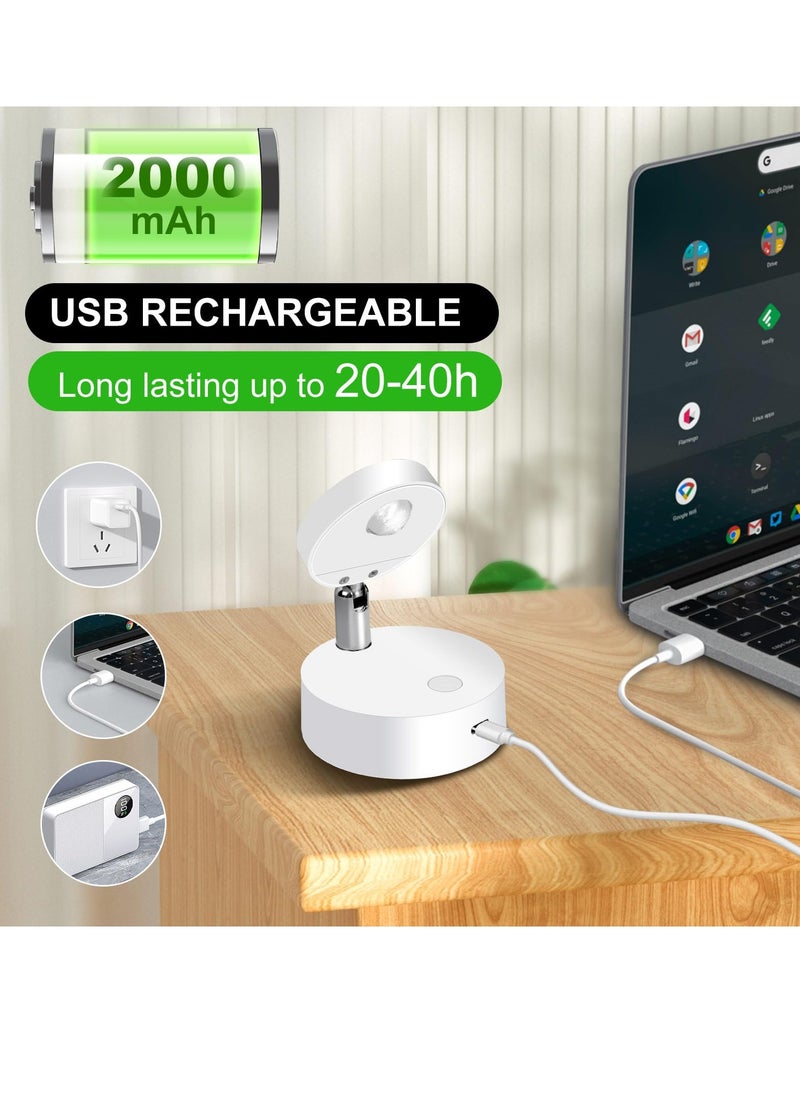 Excefore - 2Pack LED Spotlights Uplighting Accent Spotlights USB Rechargeable Picture Lights with Remote 13 Colors Dimmable 10 Brightness Levels 360 Degrees Rotatable Head for Paintings Wall Artwork Closet - Image 1