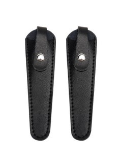 minkissy minkissy 2pcs Leather Scissor Sleeve Thicken Scissor Sleeve Leather Scissor Case Scissor Protective Sleeves for Salon Barber (Black)  - Image 1