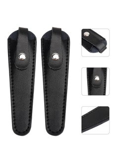 minkissy minkissy 2pcs Leather Scissor Sleeve Thicken Scissor Sleeve Leather Scissor Case Scissor Protective Sleeves for Salon Barber (Black)  - Image 3
