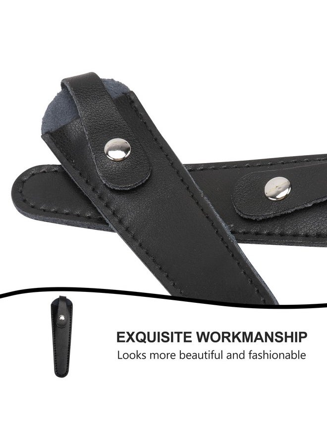 minkissy minkissy 2pcs Leather Scissor Sleeve Thicken Scissor Sleeve Leather Scissor Case Scissor Protective Sleeves for Salon Barber (Black)  - Image 5