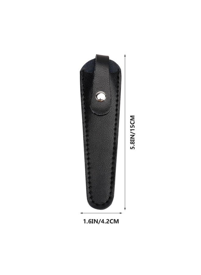 minkissy minkissy 2pcs Leather Scissor Sleeve Thicken Scissor Sleeve Leather Scissor Case Scissor Protective Sleeves for Salon Barber (Black)  - Image 2
