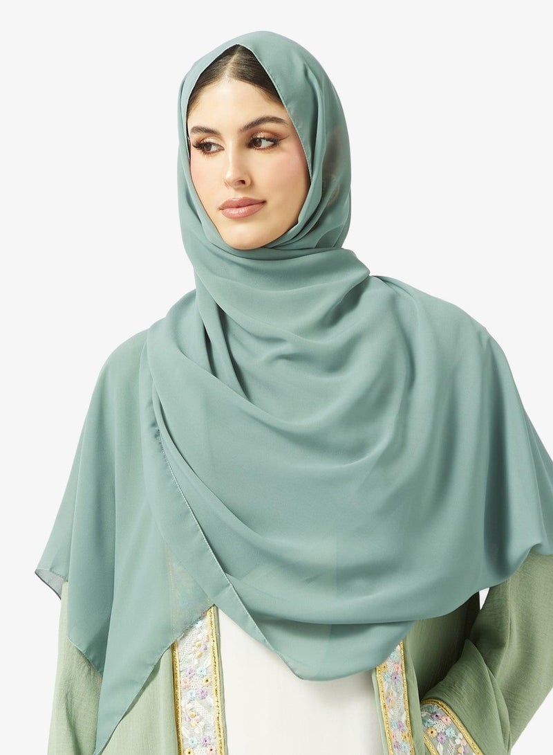 hayas closet Lace Embellished Open Front High Neck Abaya - Image 5