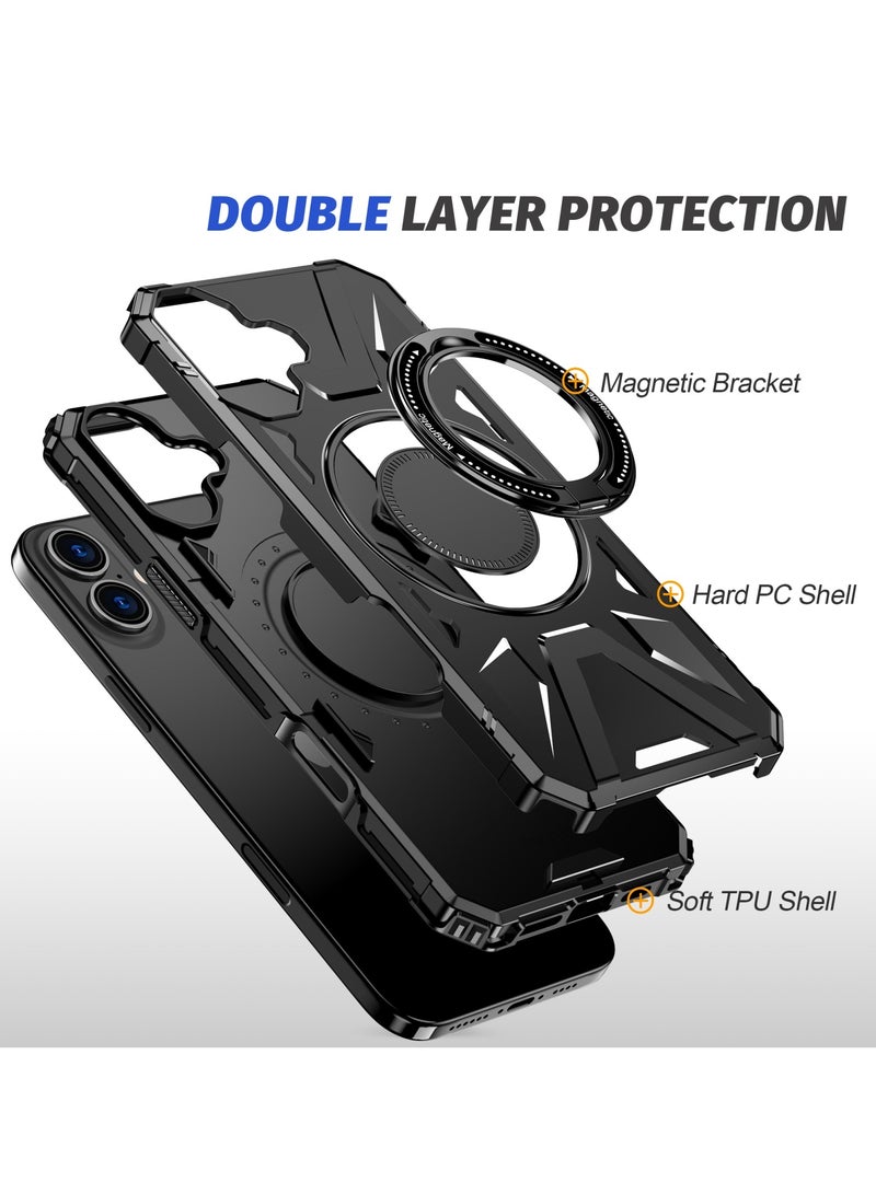 عام حافظة لجهاز iPhone 16/16 Plus، مزودة بتقنية MagSafe ومقاومة للسقوط، تشمل أيضًا حامل حلقة لتوفير راحة إضافية أثناء الاستخدام، وتتناسب تمامًا مع iPhone 16 و16 Plus. - Image 2