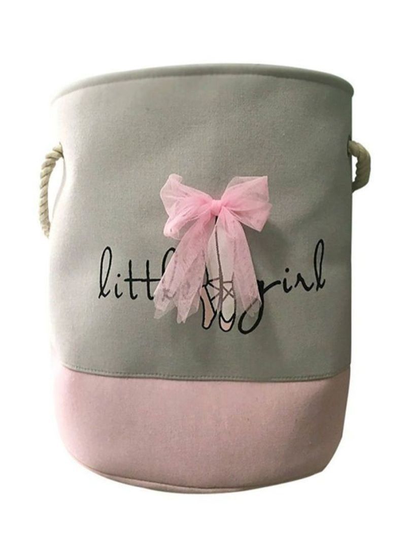 سلة غسيل قابلة للطي بتصميم أسطواني لتخزين الملابس رمادي/وردي 35x40سنتيمتر - Image 1