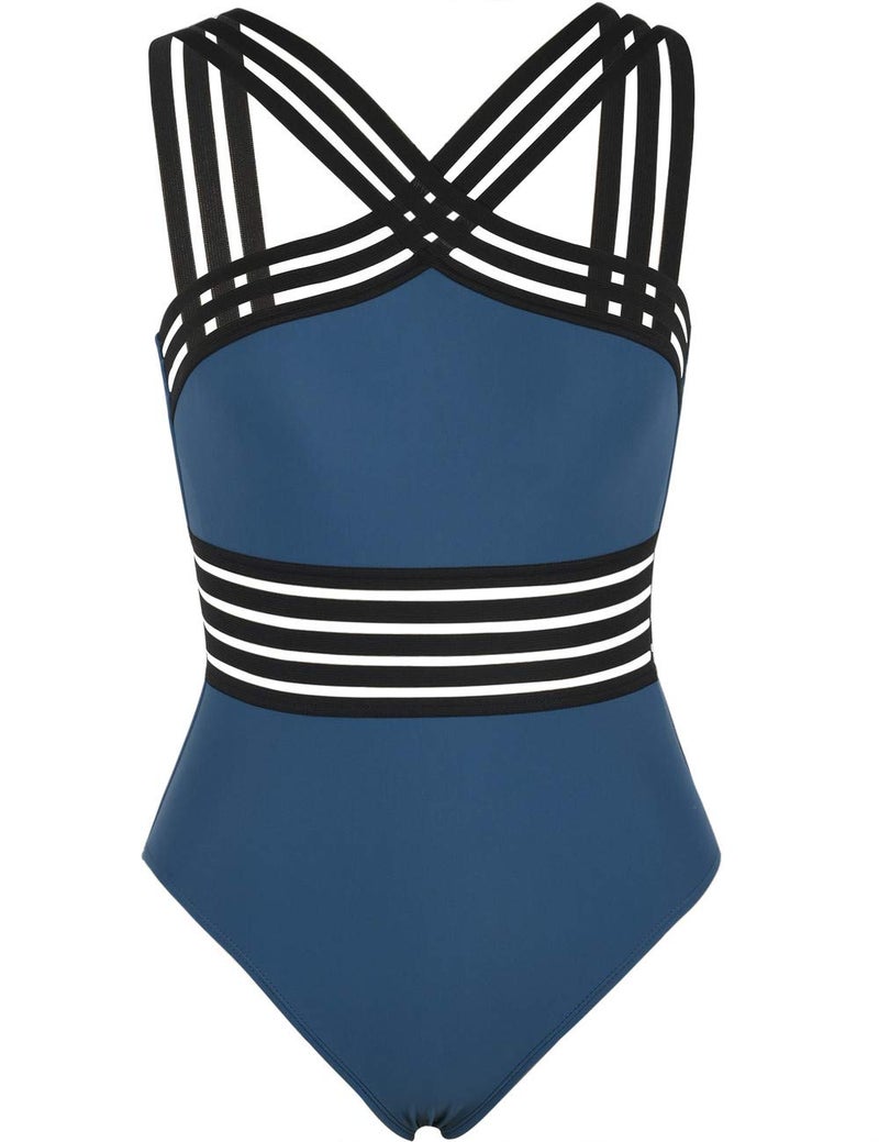 Hilor Flattering Swimsuits for Women Sexy One Piece Bathing Suits Twist Front Swimming Suits Aquamarine Blue 3XL/US18 - Image 3