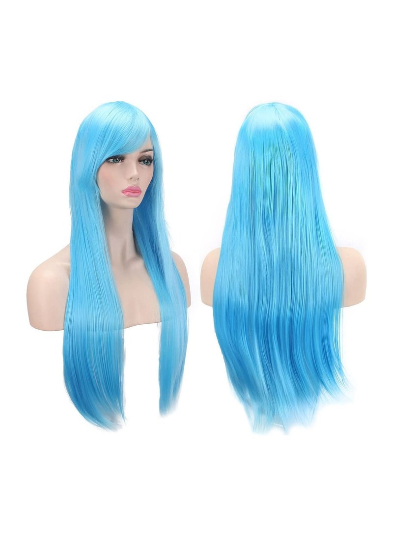 Estelle Wigs 32 Inches 80 cm Long Straight Anime Fashion Women's Cosplay Wig Party Wig With Free Wig Cap Light Blue - Image 1