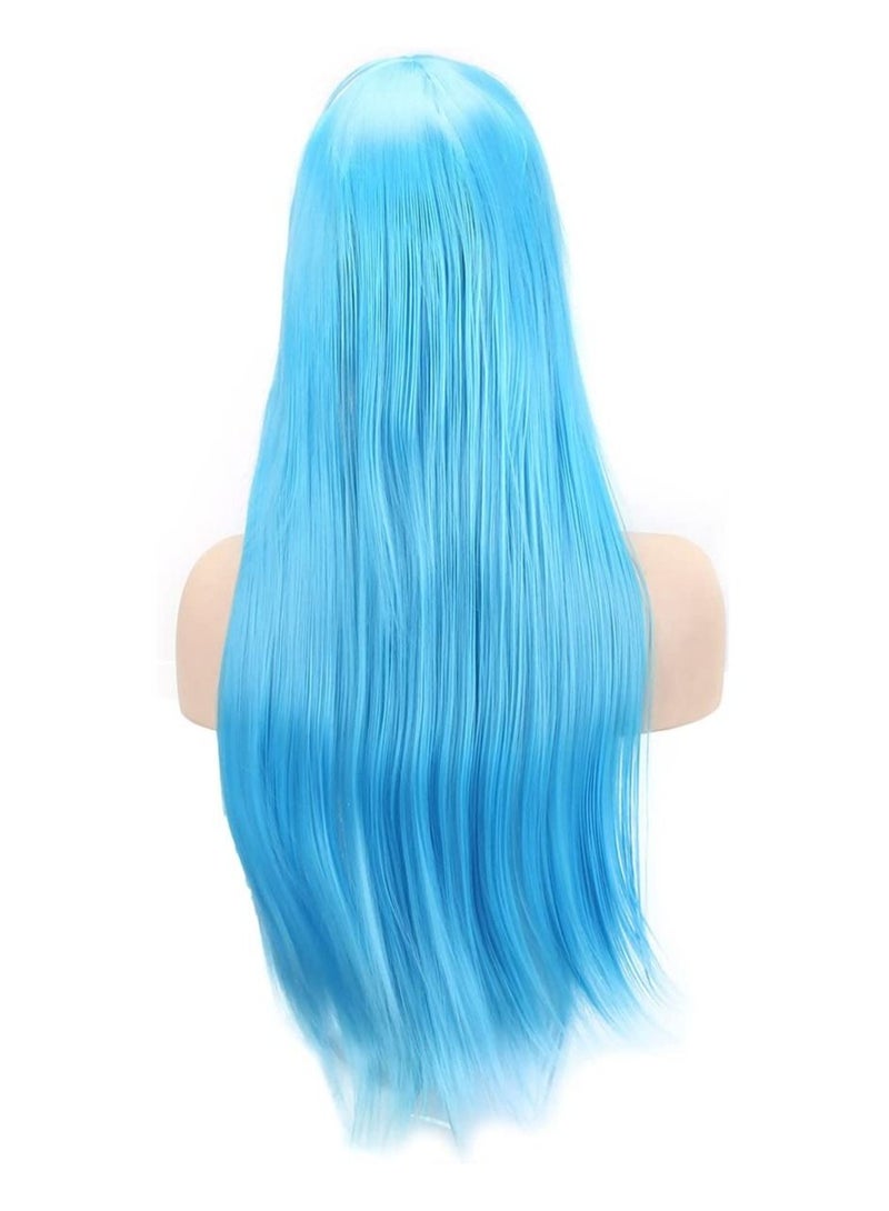Estelle Wigs 32 Inches 80 cm Long Straight Anime Fashion Women's Cosplay Wig Party Wig With Free Wig Cap Light Blue - Image 5