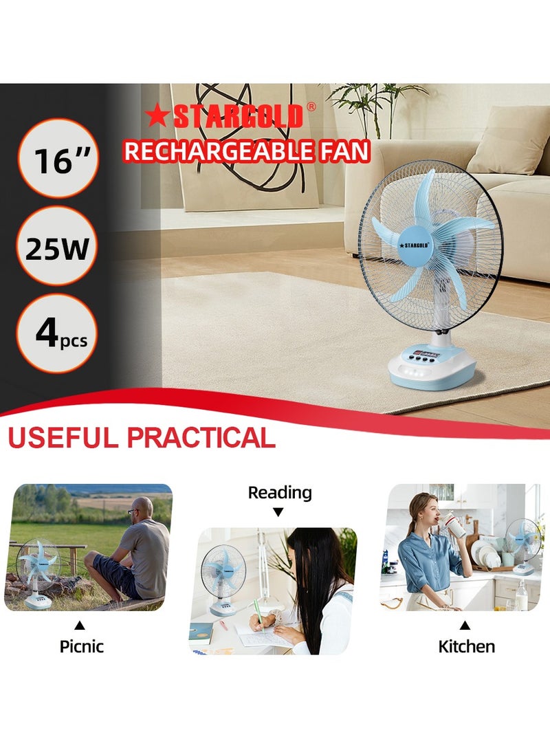 Stargold Rechargeable Oscillating Fan 5 Speed With LED Light Fan 16inch 25W - Image 2