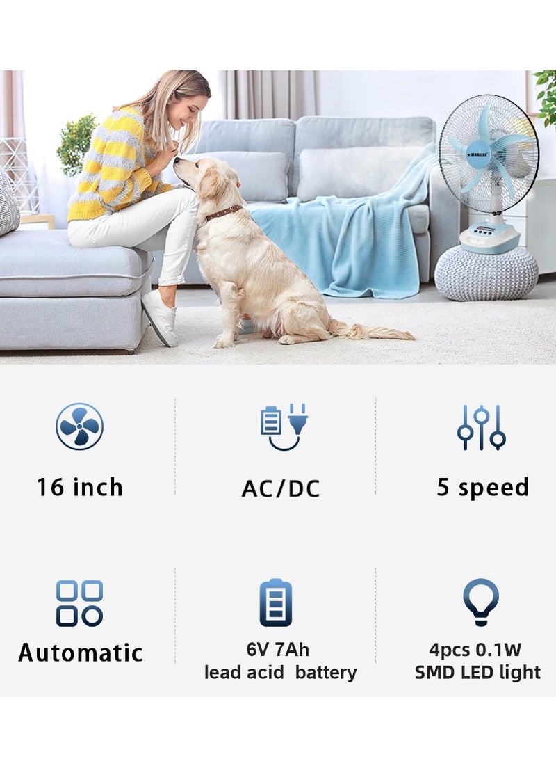 Stargold Rechargeable Oscillating Fan 5 Speed With LED Light Fan 16inch 25W - Image 4