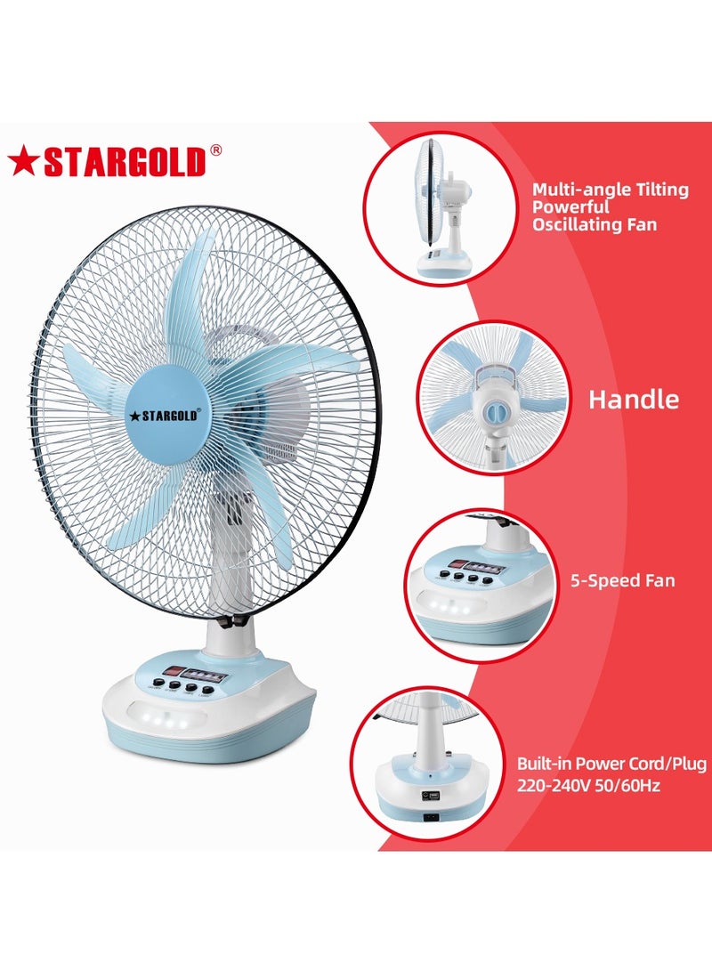 Stargold Rechargeable Oscillating Fan 5 Speed With LED Light Fan 16inch 25W - Image 5