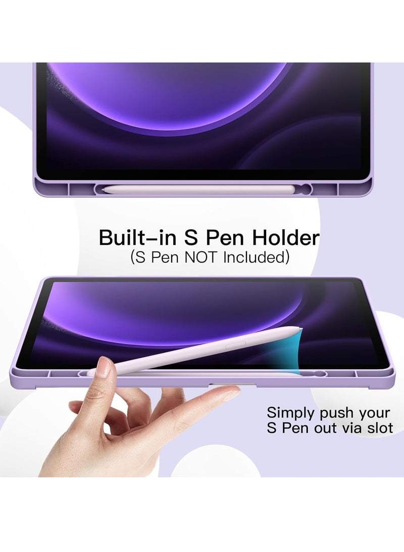 ELTRAZONE Case for Tab S9 FE 10.9-Inch with S Pen Holder - Soft TPU Tri-Fold Stand Protective Tablet Cover, Supports S Pen Charging, Auto Wake/Sleep - Purple - Image 2
