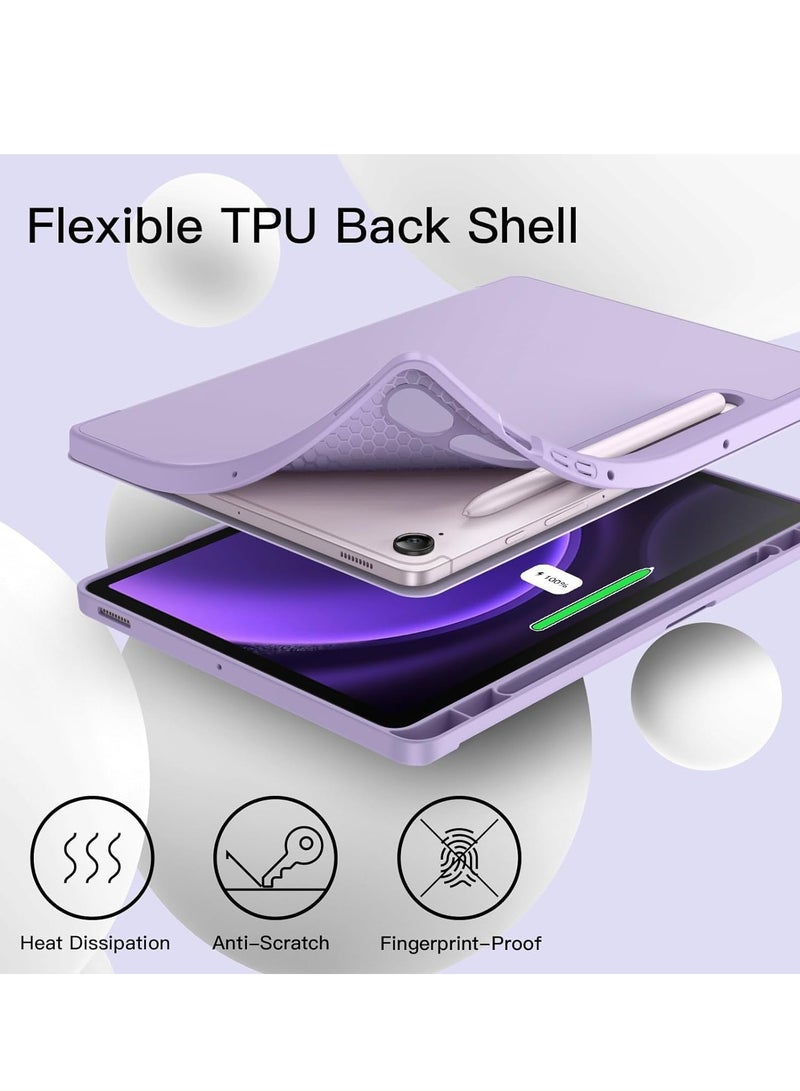 ELTRAZONE Case for Tab S9 FE 10.9-Inch with S Pen Holder - Soft TPU Tri-Fold Stand Protective Tablet Cover, Supports S Pen Charging, Auto Wake/Sleep - Purple - Image 3