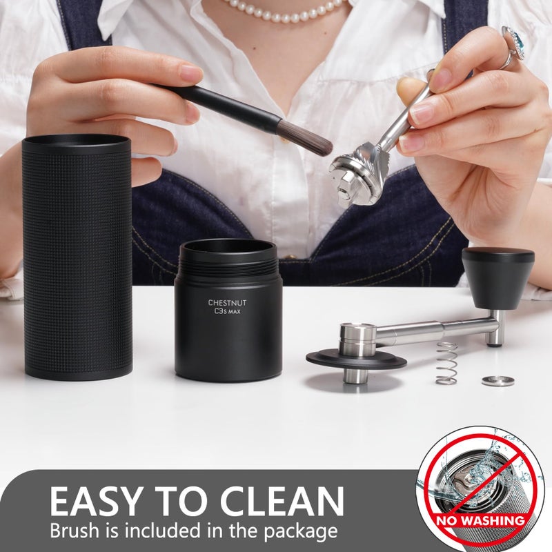 TIMEMORE Manual Coffee Grinder Chestnut C3S Max Capacity 30g with CNC Stainless Steel Conical Burr, Internal Adjustable Setting, Double Bearing Positioning for Home/Travel/Camping - Black - Image 5