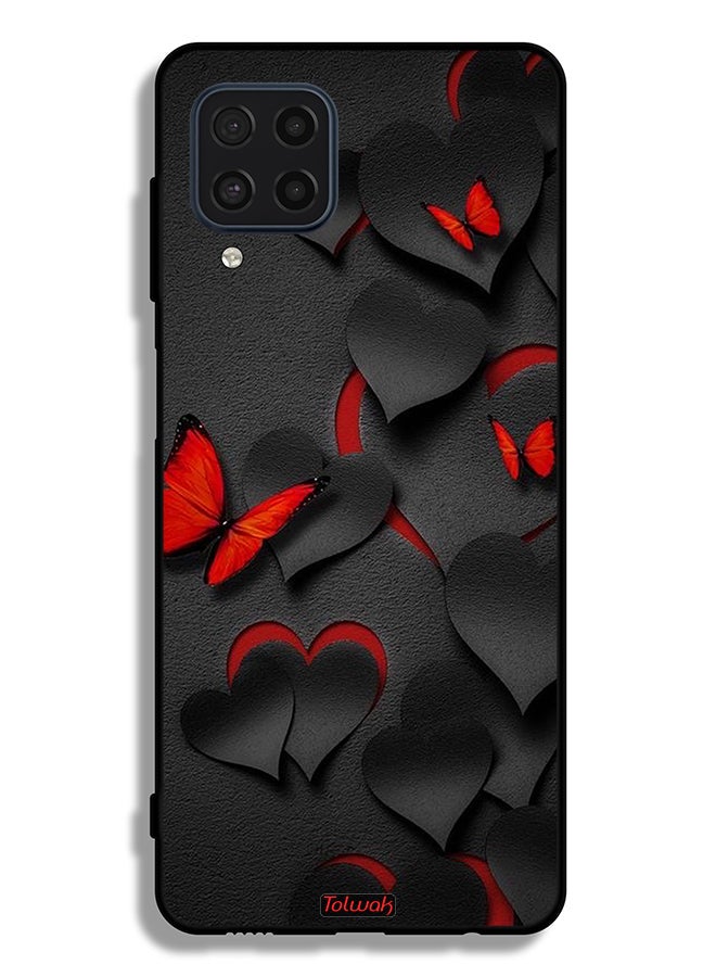 Tolwak Samsung Galaxy F22 Protective Case Cover Hearts And Butterflies Pattern - Image 2