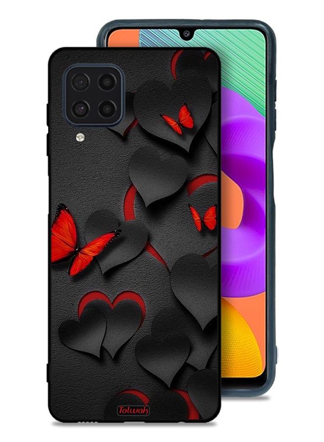 Tolwak Samsung Galaxy F22 Protective Case Cover Hearts And Butterflies Pattern - Image 1