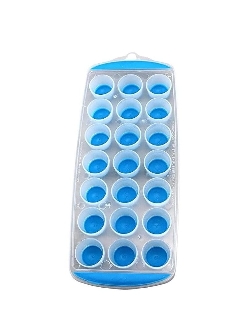 Assorted Colors Silicone Pop Out Ice Cube Trays - Make 21 Round Cubes - Ideal Size for Drinks, Baby Food, Snacks and More