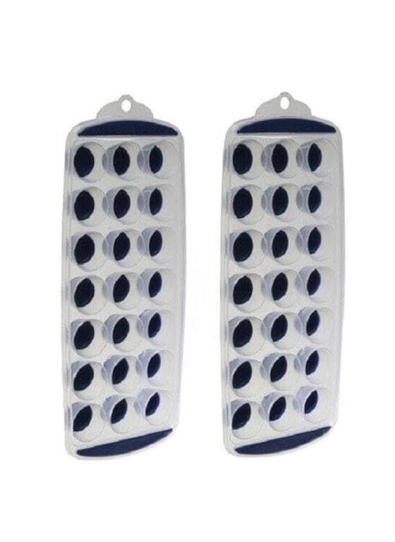Assorted Colors Silicone Pop Out Ice Cube Trays - Make 21 Round Cubes - Ideal Size for Drinks, Baby Food, Snacks and More