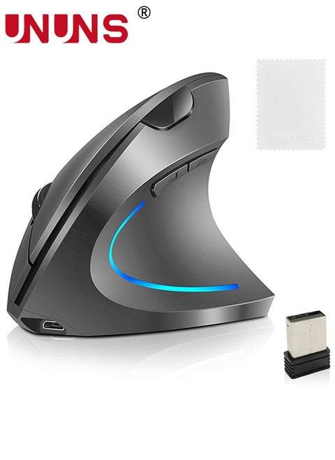 Wireless Mouse,Vertical Programmable Mouse,2.4G Wireless Bluetooth Mouse With Adjustable DPI,Colorful LED Optical Mice,Ergonomic Mice,Portable Gaming Mouse For Computer Laptop Desktop PC,Silver Grey