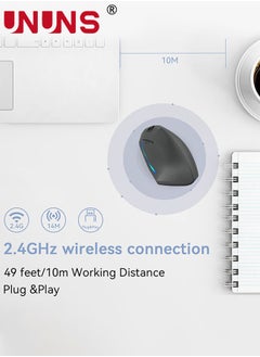 UNUNS Wireless Mouse,Vertical Programmable Mouse,2.4G Wireless Bluetooth Mouse With Adjustable DPI,Colorful LED Optical Mice,Ergonomic Mice,Portable Gaming Mouse For Computer Laptop Desktop PC,Silver Grey  - Image 5