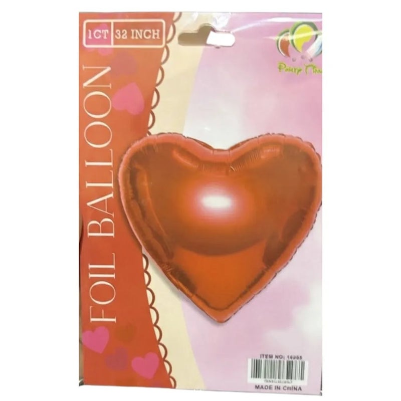 Party Time Heart Shaped Foil Balloons 32inch in Red Colour- 1pc