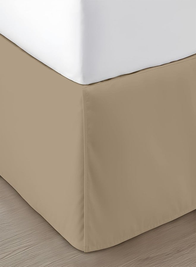 SGI bedding 12 inch Drop Bed Skirt Queen Size - Platform Style with Secure Fit, Classic Tailored Look, Elegant Pleated Style Dust Ruffle, Split Corners, Wrinkle Resistant Microfiber - Camel Brown - Image 1