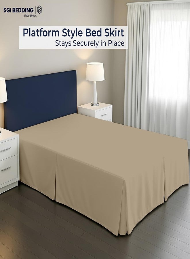 SGI bedding 12 inch Drop Bed Skirt Queen Size - Platform Style with Secure Fit, Classic Tailored Look, Elegant Pleated Style Dust Ruffle, Split Corners, Wrinkle Resistant Microfiber - Camel Brown - Image 2