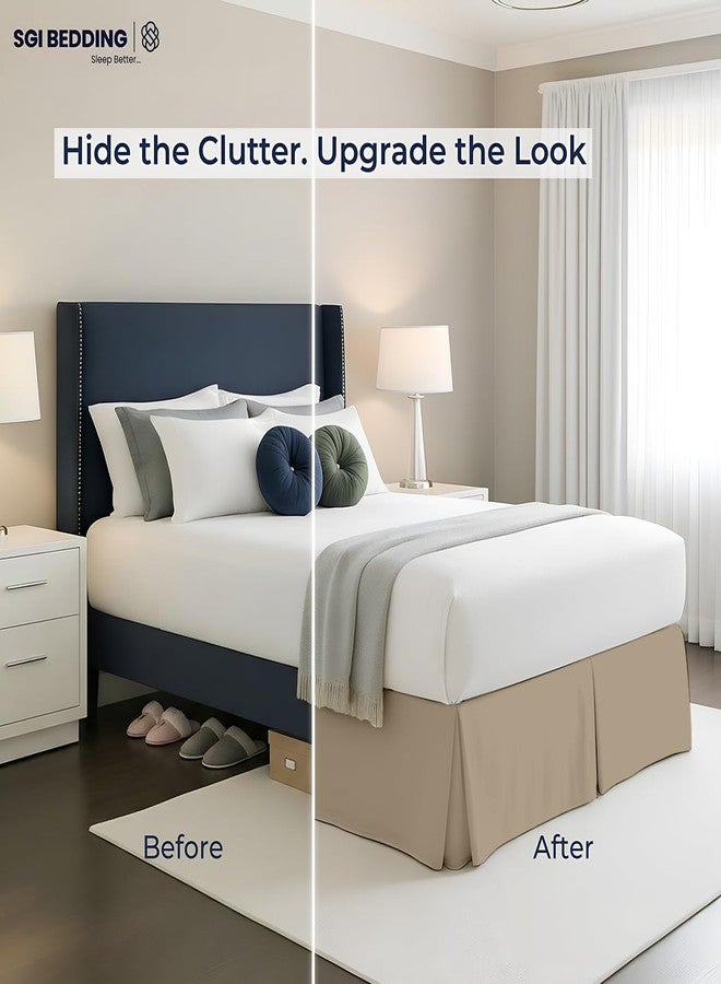 SGI bedding 12 inch Drop Bed Skirt Queen Size - Platform Style with Secure Fit, Classic Tailored Look, Elegant Pleated Style Dust Ruffle, Split Corners, Wrinkle Resistant Microfiber - Camel Brown - Image 5