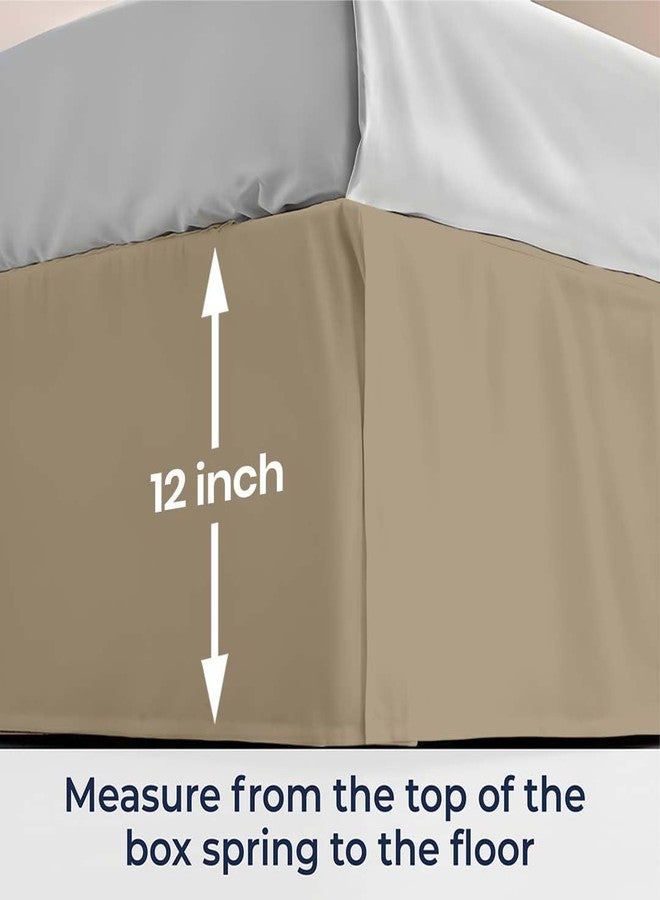 SGI bedding 12 inch Drop Bed Skirt Queen Size - Platform Style with Secure Fit, Classic Tailored Look, Elegant Pleated Style Dust Ruffle, Split Corners, Wrinkle Resistant Microfiber - Camel Brown - Image 4
