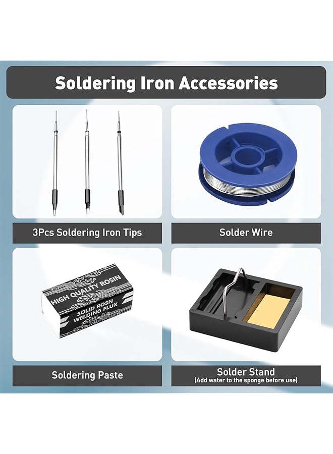 erorex Electric Soldering Iron Kit 3 Speed Temperature Adjustable Include 3 Solder Tips Rosin Soldering Iron Stand Heating Core Portable Soldering Kit For Circuit Appliance Repair Diy - Image 3