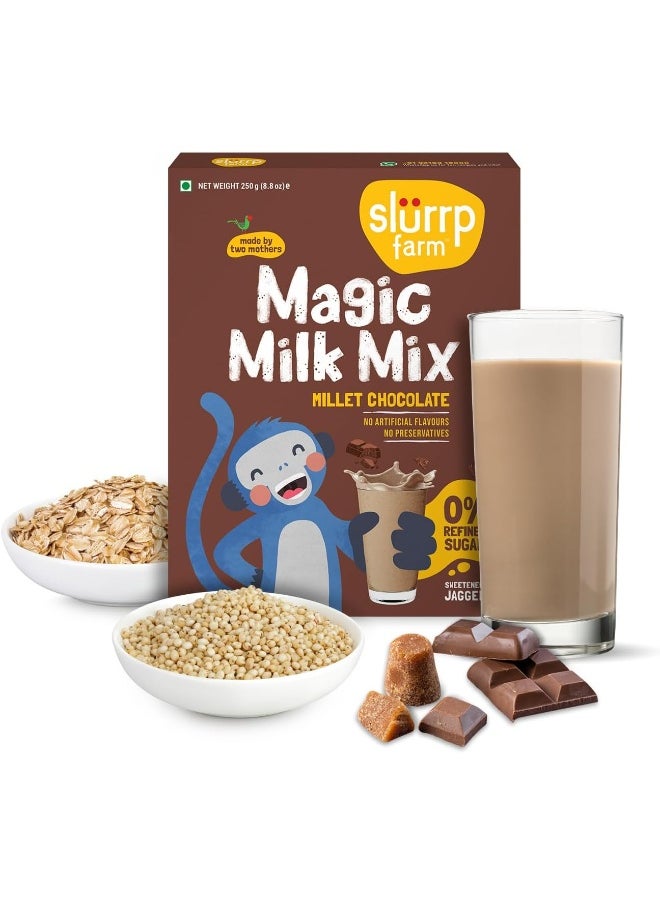 Slurrp Farm Slurrp Farm No Sugar Chocolate Nutrition Powder Milk Mix, Sweetened with Jaggery Powder, Contains Jowar and Oats, with 10 Essential Nutrients, 250 g  - Image 1