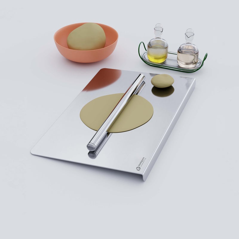 Darkpyro Chopping Board for Kitchen | Rollin Pin | Heavy Duty Chopping-Board | for Cutting Vegetable, Meat, Fruits | Durable | Non Slip | Rust Proof | Round Edge | Medium, Stainless Steel - Image 4