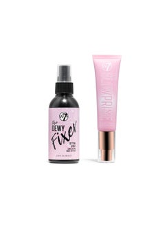 W7 W7 The Fixer Glow Set  Makeup Primer  Setting Spray Duo for Radiant Dewy Finish  Golden Sheer Coverage Lightweight  NonSticky 