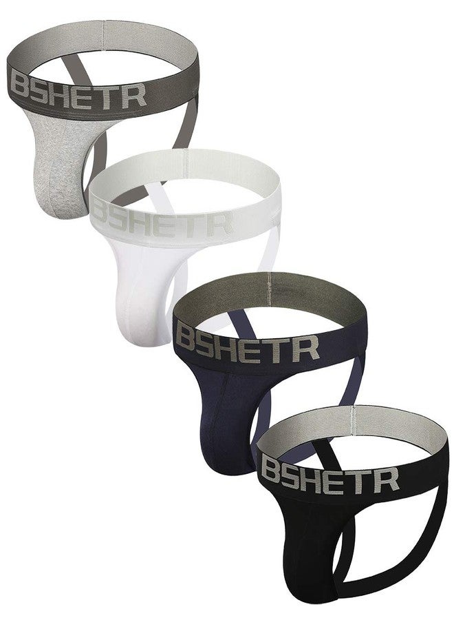 BSHETR Men's Jockstraps Athletic Supporters 4-Pack Cotton Work Out Underwear (4-Pack, size L:32"-34",81cm-86cm) - Image 1