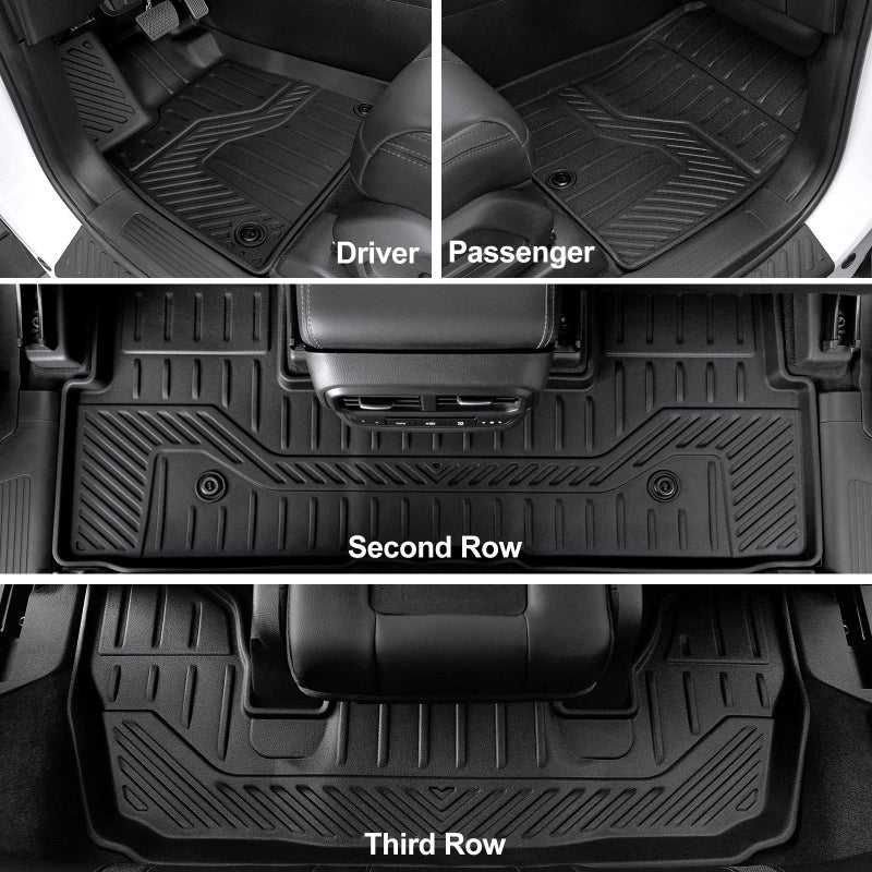 HOUCLEMIC Floor Mats for 2023-2025 2026 Honda Pilot, Cargo Mat with Backrest Mat All Weather TPE Cargo Liner Replacement Protection for 2025 Honda Pilot Accessories Door Sill Guards - Image 2