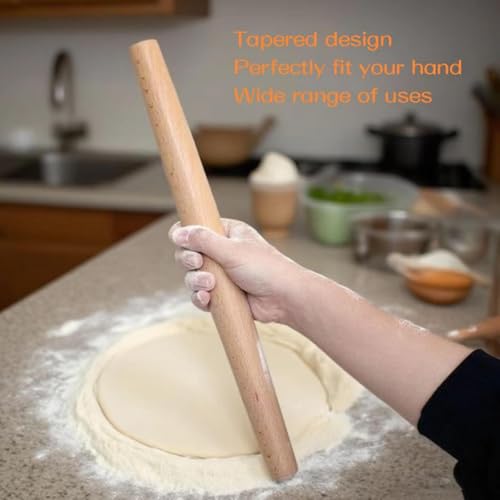 AOAONIU French Rolling Pin,16 Inches Wooden Rolling Pin for Baking,Fondant,Dough Roller for Cookie,Pizza Pie Crust, Pastry, Dough, Essential Kitchen Utensil - Image 4